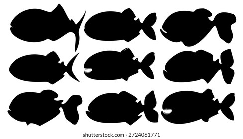 Varias formas de Imágenes imaginarias de siluetas de peces de piraña, Vector