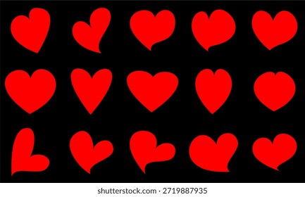 various forms of imagination images of love icons, easy and simple, isolated on a black background. vector