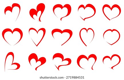 various forms of imaginative scribbles icons, silhouettes of love signs, easy and simple, isolated on a white background.vector