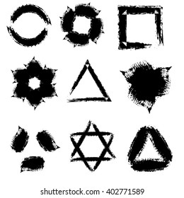 Various forms of ink strokes isolated white texture