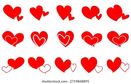 various forms of love symbol icons, isolated on a white background.vector