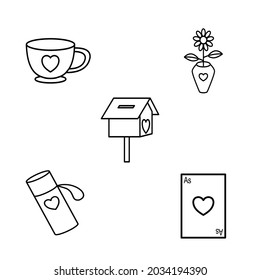 various forms of objects with the theme of love and romance