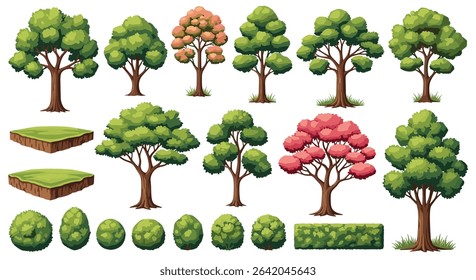 Various Forms of Plant Life Including Trees Bushes and Green Patches of Land