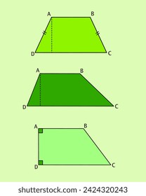 Various forms of trapezium flat shapes. Vector illustration. 