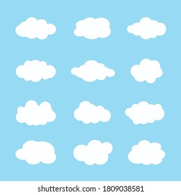Various forms of white clouds in the sky cartoon design.vector illustration and icon