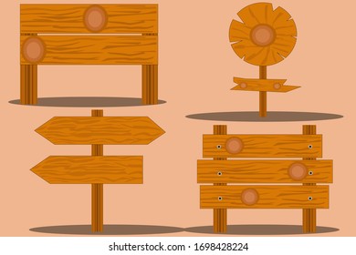 Various forms of a wooden signpost