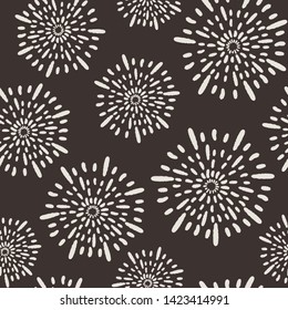 Various free hand drawn lines, firework shapes. Abstract seamless pattern. Ink drawing style. Contemporary trendy vector illustration