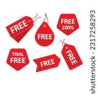 Various Free Sign illustration in red ribbon 