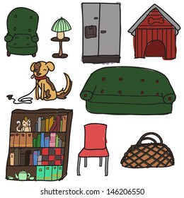 various freehand interior objects