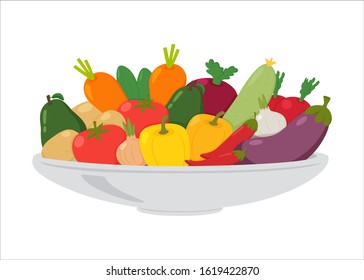 Various fresh colorful vegetables. Products for a healthy diet. Vector illustration. Set for advertising, banner,