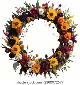 vector de coronas de flores frescas