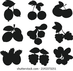 Various fresh fruit Collections Silhouettes