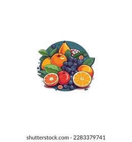 various fresh fruits logo vector