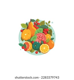 various fresh fruits logo vector