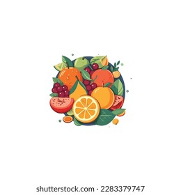 various fresh fruits logo vector