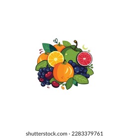 various fresh fruits logo vector
