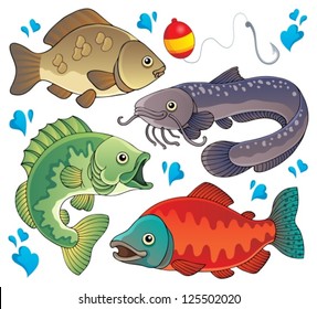 Various freshwater fishes 2 - vector illustration.