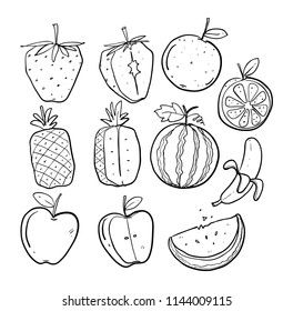 various fruit hand drawn