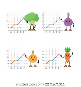 various fruit presentation infographic chart bar pie for marketing vector