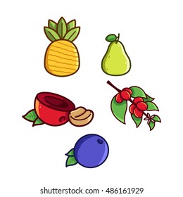 Various Fruits Icons in Vector Graphics