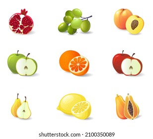 Various Fruits Icons Vector Illustration
