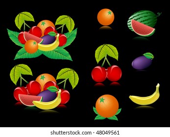 various fruits isolated on white