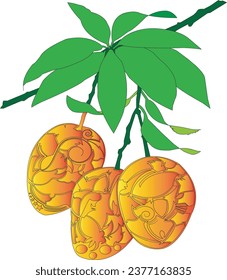 
various fruits- mango vector-carved mango fruit-mango fruit illustrator