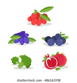 Various Fruits and Vegetables Icons in Vector Graphics