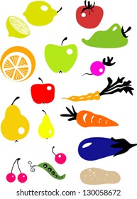 Various Fruits and Vegetables Set