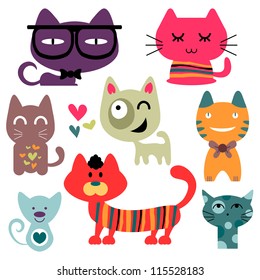 Various funny cats set