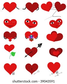 Various funny hearts. Object isolated