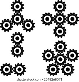 Various gear combinations, consisting of combinations of two, four, five and six gears.