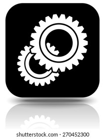 Various gear wheel, rack wheel vector graphics. Mechanics, manufacturing, industrial or maintenance, rework, repair themes. Black icon with gear symbol.