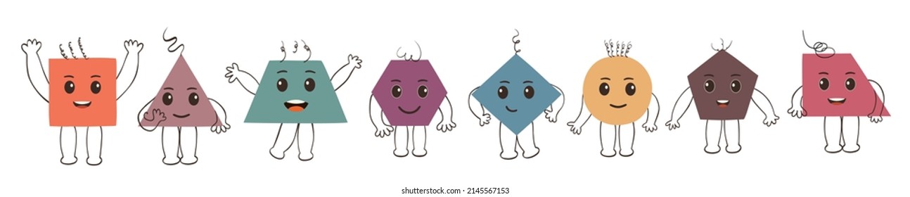Diversas formas geométricas de dibujos que representan a hombres y mujeres de diferentes culturas. Diversidad de personas e igualdad racial concepto antirracismo. Sociedad multicultural y multirracial. Equipo
