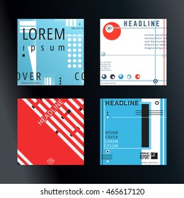 Various geometric covers brochure or flyer template. Set of flyers, brochures design templates. Vector illustration.