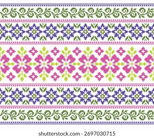 Various geometric patterns, seamless horizontal design for background, fabric, clothing, decoration.