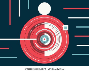Various geometric shapes with an abstract illustration. Futuristic vector background.