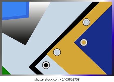 Various geometric shapes blue, yellow, white and black color background, ideas and designs for modern carpets, floor rugs and mats. Abstract colorful wallpaper.