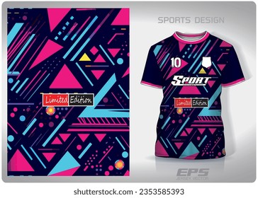 various geometric shapes pattern design, illustration, textile background for sports t-shirt, football jersey shirt mockup for football club. consistent front view