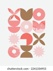 Various geometry shapes poster template design, pink gold