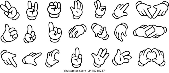 Various gestures of hands cartoon style. Vector illustration