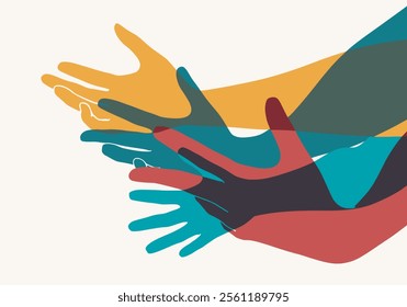 Various gestures of human hands. Help concept and social support concept