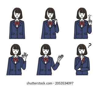 Various gestures of junior high school girls and high school girls