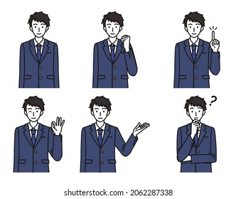 Various gestures of junior high school boys and high school boys