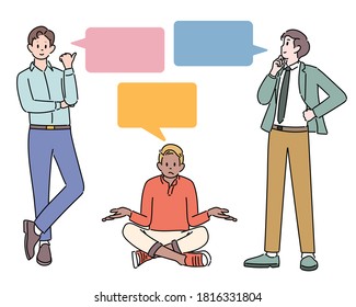 Various gestures for questions and thoughts. hand drawn style vector design illustrations. 