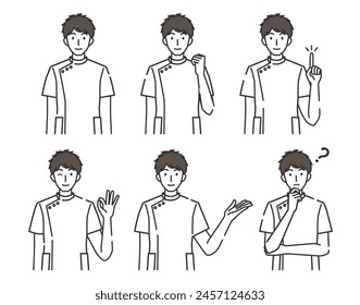 Various gestures set of male medical workers