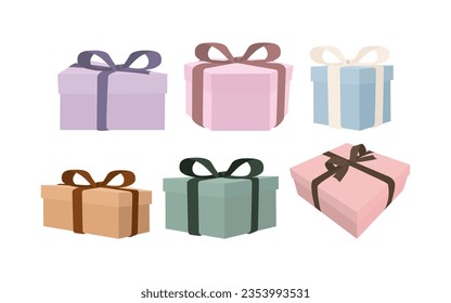 various of gift box, rectangle, cube, triangle, hexagon, pastel color isolated illustration vector design