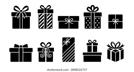 Various gift boxes with distinct patterns and designs