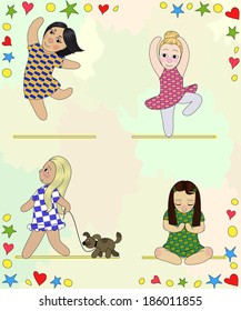 Various girls in dresses