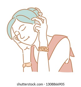 various girl's poses. hand drawn style vector design illustrations
